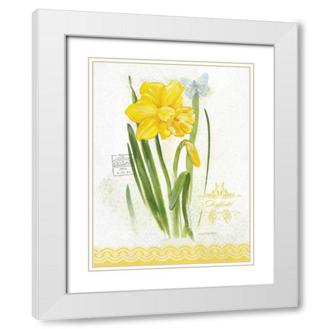 Flower Study on Lace V White Modern Wood Framed Art Print with Double Matting by Della-Piana, Elissa