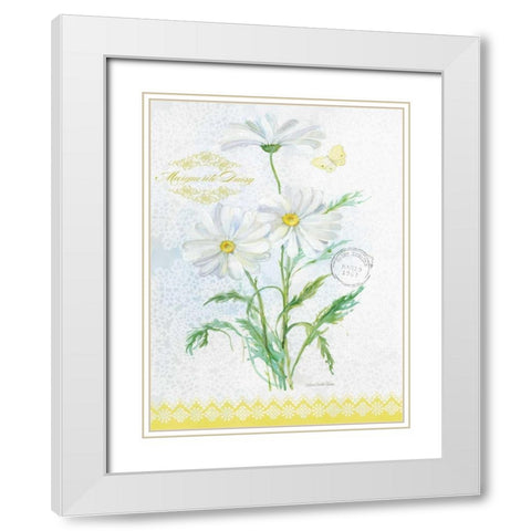 Flower Study on Lace X White Modern Wood Framed Art Print with Double Matting by Della-Piana, Elissa