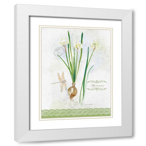 Flower Study on Lace XII White Modern Wood Framed Art Print with Double Matting by Della-Piana, Elissa