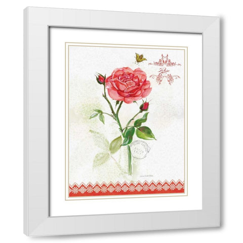 Flower Study on Lace XIII White Modern Wood Framed Art Print with Double Matting by Della-Piana, Elissa