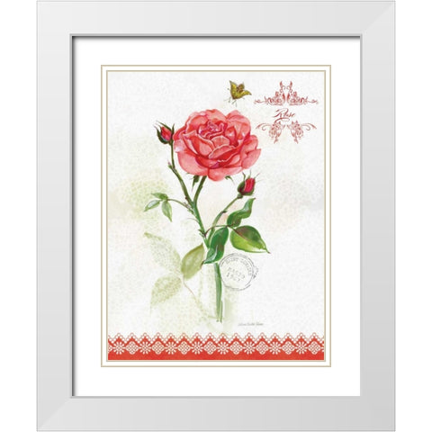 Flower Study on Lace XIII White Modern Wood Framed Art Print with Double Matting by Della-Piana, Elissa