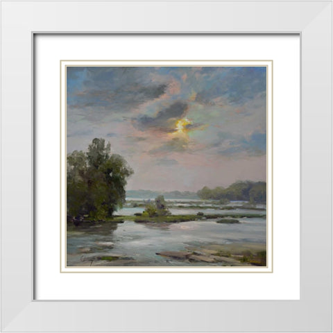 James River from Belle Isle II White Modern Wood Framed Art Print with Double Matting by Larivey, Chuck