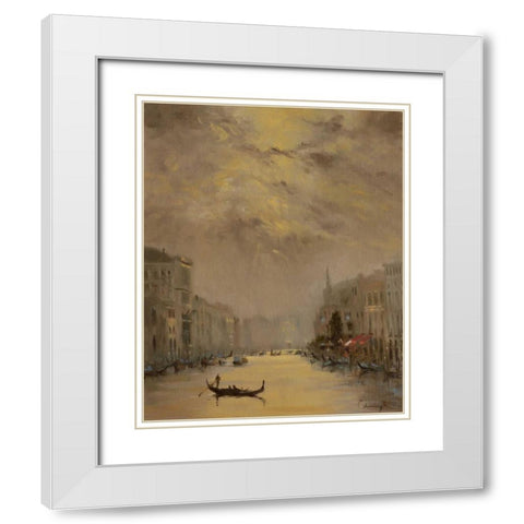 Venice Evening Gold White Modern Wood Framed Art Print with Double Matting by Larivey, Chuck