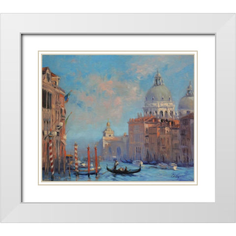 Venice Grand Canal White Modern Wood Framed Art Print with Double Matting by Larivey, Chuck