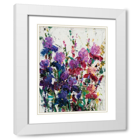 Iris Blooming II White Modern Wood Framed Art Print with Double Matting by OToole, Tim