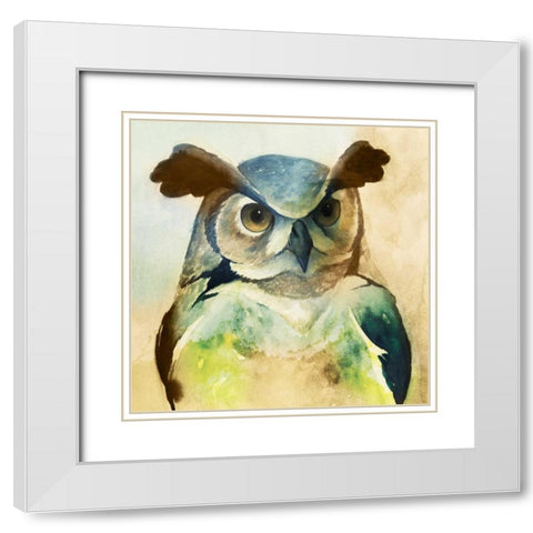 Harlequin Hibou II White Modern Wood Framed Art Print with Double Matting by Popp, Grace