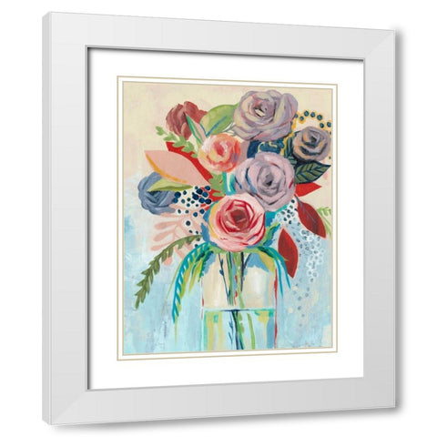 Roseate Posy I White Modern Wood Framed Art Print with Double Matting by Popp, Grace