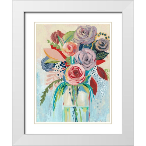 Roseate Posy I White Modern Wood Framed Art Print with Double Matting by Popp, Grace