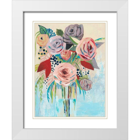 Roseate Posy II White Modern Wood Framed Art Print with Double Matting by Popp, Grace
