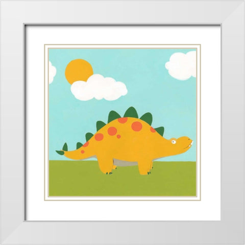 Playtime Dino II White Modern Wood Framed Art Print with Double Matting by Vess, June Erica