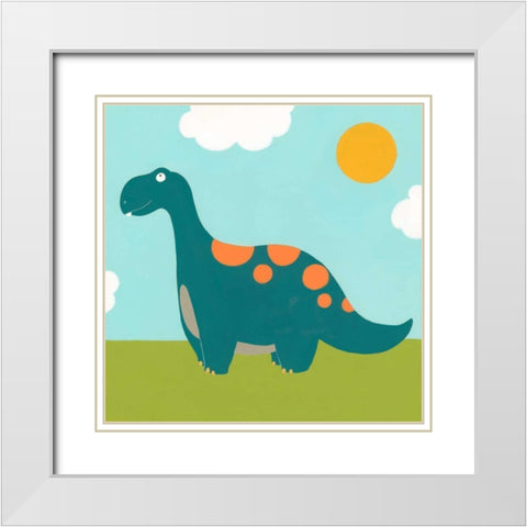 Playtime Dino III White Modern Wood Framed Art Print with Double Matting by Vess, June Erica