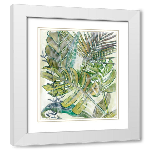 Layered Palms II White Modern Wood Framed Art Print with Double Matting by Zarris, Chariklia