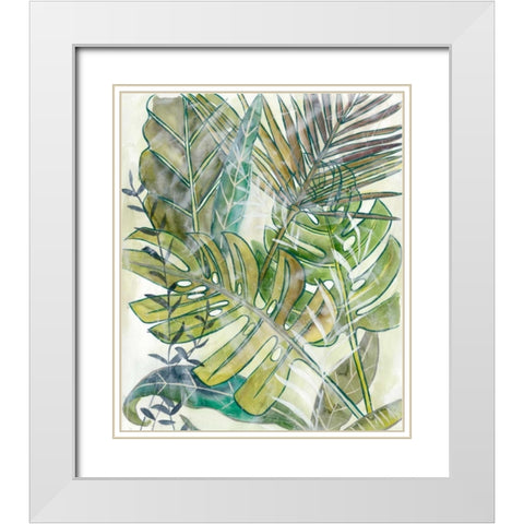 Layered Palms II White Modern Wood Framed Art Print with Double Matting by Zarris, Chariklia