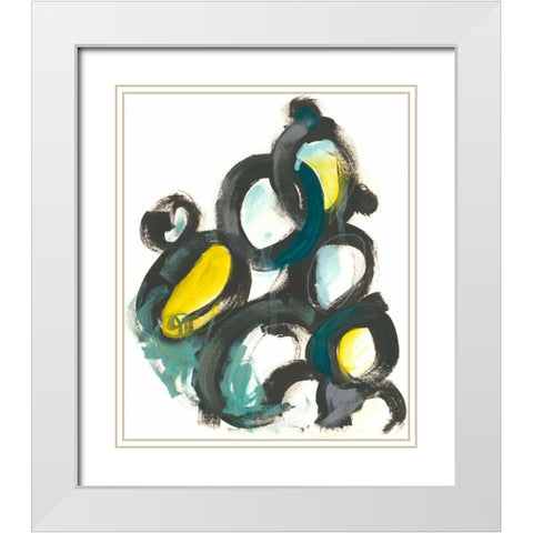 Linked Ovals I White Modern Wood Framed Art Print with Double Matting by Vess, June Erica