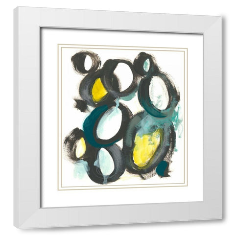 Linked Ovals II White Modern Wood Framed Art Print with Double Matting by Vess, June Erica
