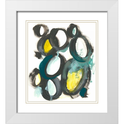 Linked Ovals II White Modern Wood Framed Art Print with Double Matting by Vess, June Erica