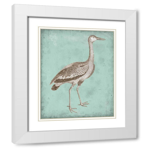 Sepia and Spa Heron I White Modern Wood Framed Art Print with Double Matting by Vision Studio