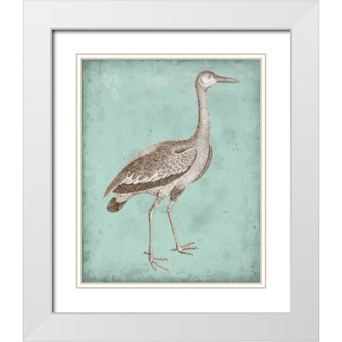 Sepia and Spa Heron I White Modern Wood Framed Art Print with Double Matting by Vision Studio