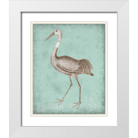 Sepia and Spa Heron IV White Modern Wood Framed Art Print with Double Matting by Vision Studio