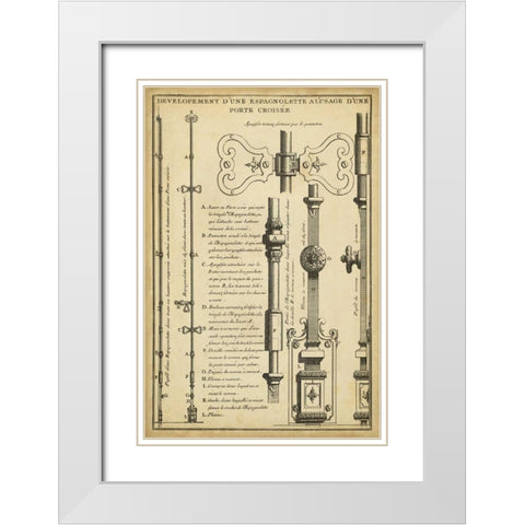 Antique Decorative Locks I White Modern Wood Framed Art Print with Double Matting by Blondel, J.F.