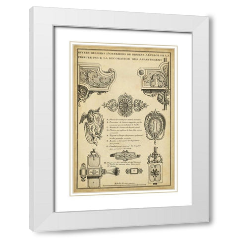 Antique Decorative Locks II White Modern Wood Framed Art Print with Double Matting by Blondel, J.F.