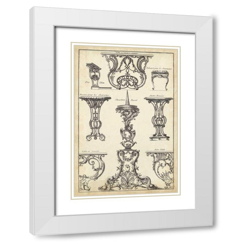 Antique French Ornament I White Modern Wood Framed Art Print with Double Matting by Blondel, J.F.