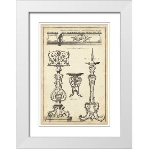 Antique French Ornament II White Modern Wood Framed Art Print with Double Matting by Blondel, J.F.