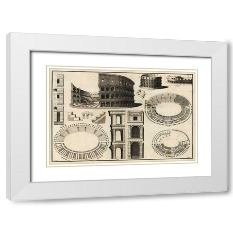 Diagram of the Colosseum White Modern Wood Framed Art Print with Double Matting by Unknown