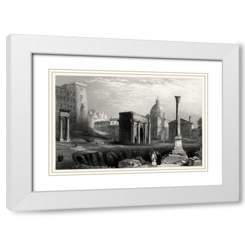 Antique View of Rome White Modern Wood Framed Art Print with Double Matting by Unknown