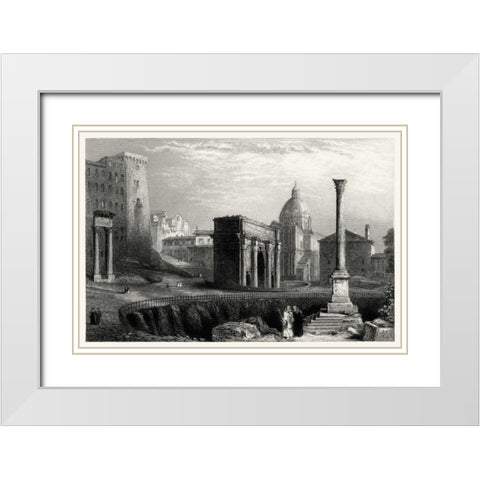 Antique View of Rome White Modern Wood Framed Art Print with Double Matting by Unknown