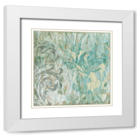 Flower Spray II White Modern Wood Framed Art Print with Double Matting by Goldberger, Jennifer