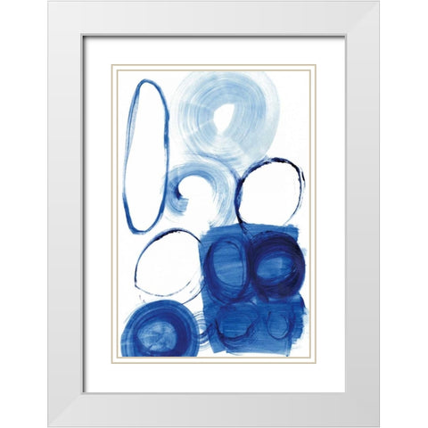 Blue Circle Study I White Modern Wood Framed Art Print with Double Matting by Fuchs, Jodi
