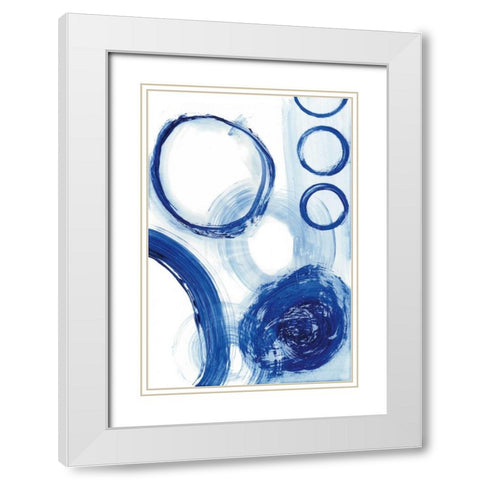 Blue Circle Study III White Modern Wood Framed Art Print with Double Matting by Fuchs, Jodi