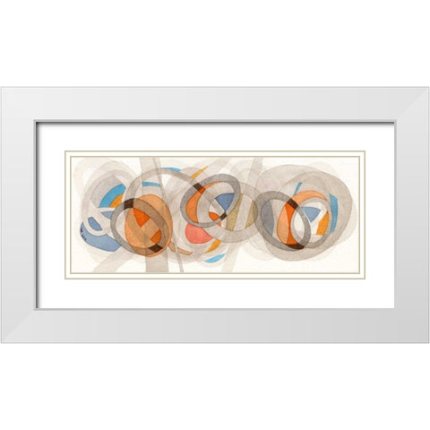 Sepia and Orange Circles White Modern Wood Framed Art Print with Double Matting by Galapon, Nikki