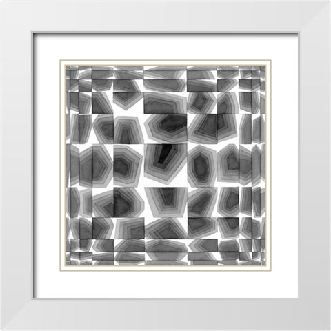 Gradient Grays III White Modern Wood Framed Art Print with Double Matting by Galapon, Nikki