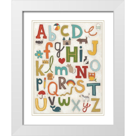 Alphabet Soup White Modern Wood Framed Art Print with Double Matting by Vess, June Erica