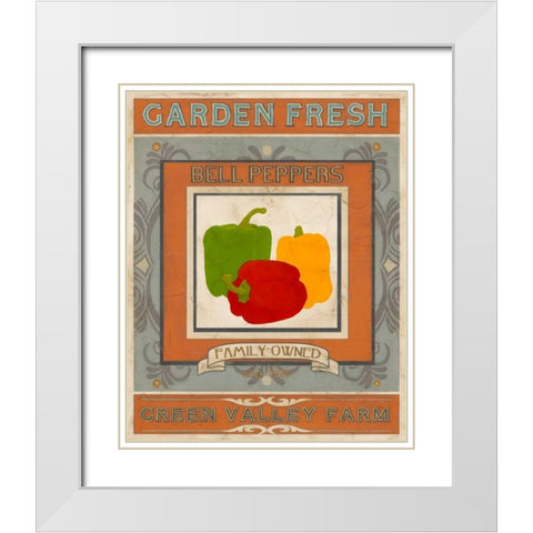 Vintage Produce Sign II White Modern Wood Framed Art Print with Double Matting by Vess, June Erica