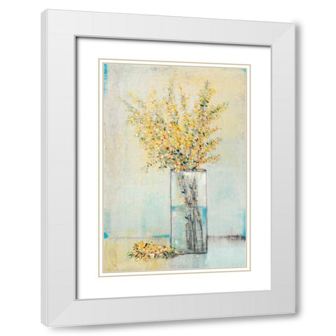 Yellow Spray in Vase I White Modern Wood Framed Art Print with Double Matting by OToole, Tim