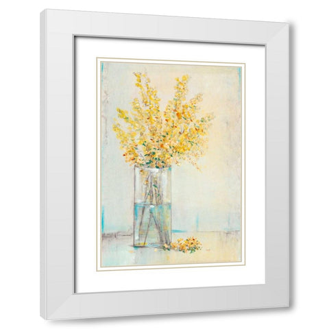 Yellow Spray in Vase II White Modern Wood Framed Art Print with Double Matting by OToole, Tim