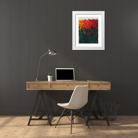 Color Spectrum Flowers I White Modern Wood Framed Art Print with Double Matting by OToole, Tim