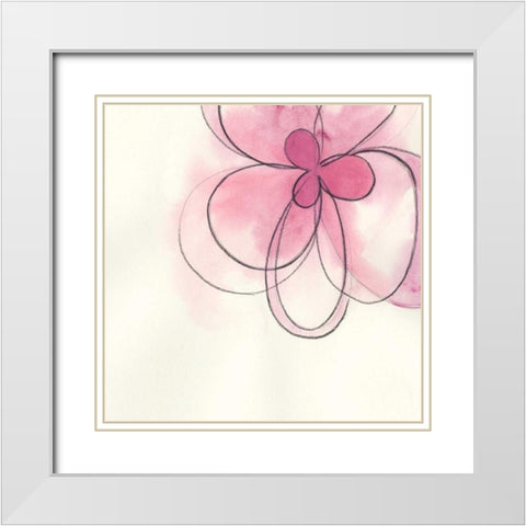 Floral Gesture I White Modern Wood Framed Art Print with Double Matting by Vess, June Erica
