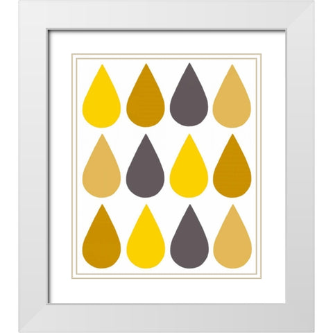 Raindrops II White Modern Wood Framed Art Print with Double Matting by Zarris, Chariklia