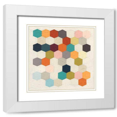 Honeycomb Geometry I White Modern Wood Framed Art Print with Double Matting by Vess, June Erica