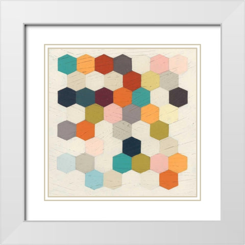 Honeycomb Geometry I White Modern Wood Framed Art Print with Double Matting by Vess, June Erica