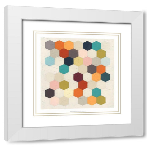 Honeycomb Geometry II White Modern Wood Framed Art Print with Double Matting by Vess, June Erica