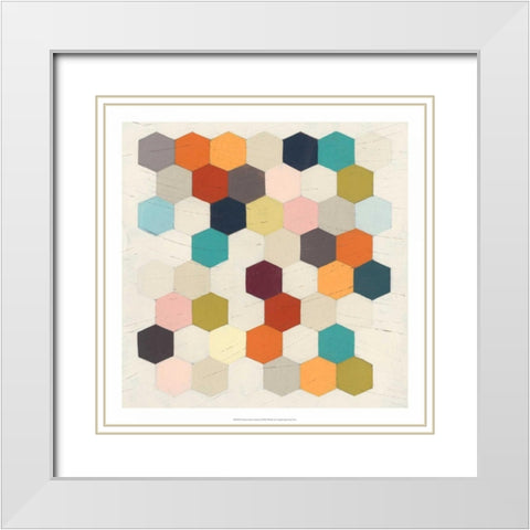 Honeycomb Geometry II White Modern Wood Framed Art Print with Double Matting by Vess, June Erica