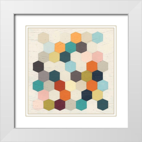 Honeycomb Geometry III White Modern Wood Framed Art Print with Double Matting by Vess, June Erica