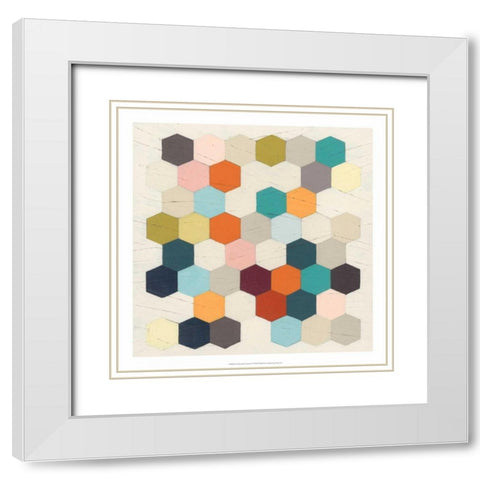 Honeycomb Geometry IV White Modern Wood Framed Art Print with Double Matting by Vess, June Erica