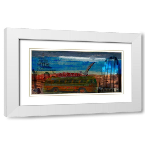 Austin Bus White Modern Wood Framed Art Print with Double Matting by Jasper, Sisa