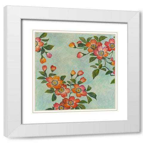 Eastern Blossoms I White Modern Wood Framed Art Print with Double Matting by Meagher, Megan